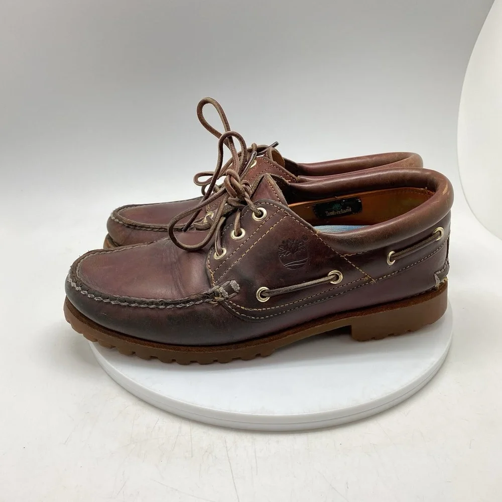 Timberland Sneakers Mens 9 M Handsewn Boat Shoes 3-Eye Burgundy Preppy 50009